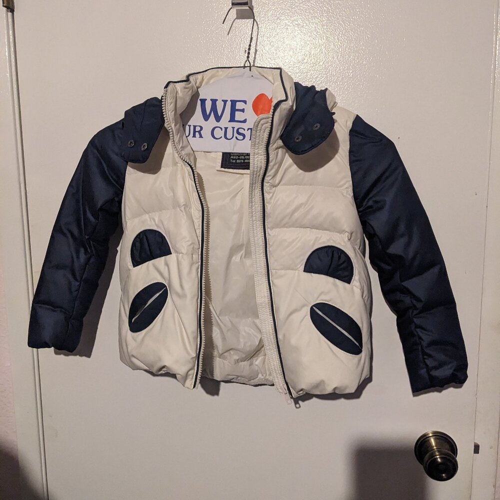 Toddler Panda Puffy Jacket with Hood - Approximately 2T sized